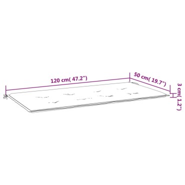 vidaXL Μαξιλάρι Πάγκου Κήπου Αν. Πράσινο 120x50x3 εκ. Ύφασμα Oxford