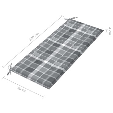 vidaXL Μαξιλάρι για Παγκάκι Κήπου Γκρι Καρό 120x50x3 εκ. Υφασμάτινο