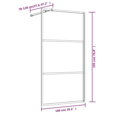 vidaXL Διαχωριστικό Ντουζιέρας Κόκκινο 100 x 195εκ. Διαφανές Γυαλί ESG