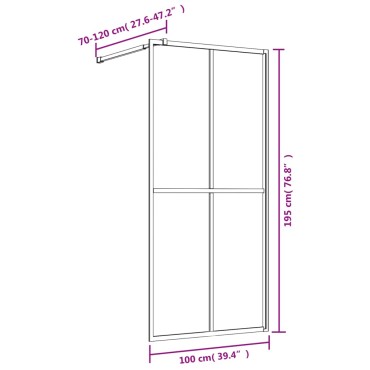 vidaXL Διαχωριστικό Ντουζιέρας Κόκκινο 100 x 195εκ. Διαφανές Γυαλί ESG