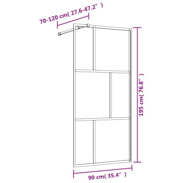 vidaXL Διαχωριστικό Ντουζιέρας Χρυσό 90 x 195 εκ. Διαφανές Γυαλί ESG