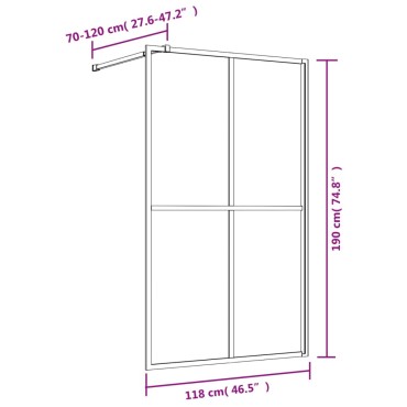 vidaXL Διαχωριστικό Ντουζιέρας Χρυσό 118 x 195 εκ. Διαφανές Γυαλί ESG