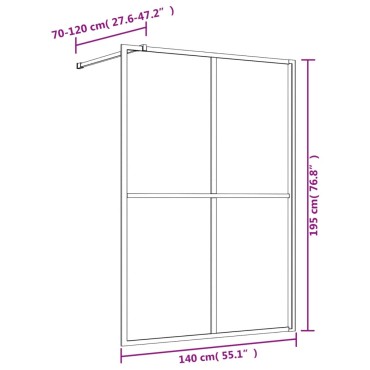 vidaXL Διαχωριστικό Ντουζιέρας Κόκκινο 140 x 195εκ. Διαφανές Γυαλί ESG