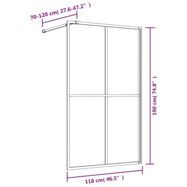 vidaXL Διαχωριστικό Ντουζιέρας Κόκκινο 118 x 195εκ. Διαφανές Γυαλί ESG