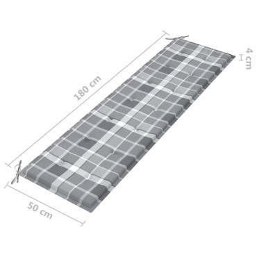 vidaXL Μαξιλάρι για Παγκάκι Κήπου Γκρι Καρό 180x50x3 εκ. Υφασμάτινο