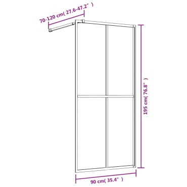 vidaXL Διαχωριστικό Ντουζιέρας Χρυσό 90 x 195 εκ. Διαφανές Γυαλί ESG