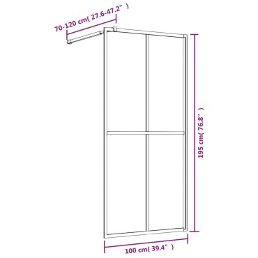 vidaXL Διαχωριστικό Ντουζιέρας Χρυσό 100 x 195 εκ. Διαφανές Γυαλί ESG