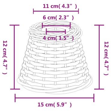 vidaXL Καπέλο Φωτιστικού Λευκό Ø15x12 εκ. από Wicker