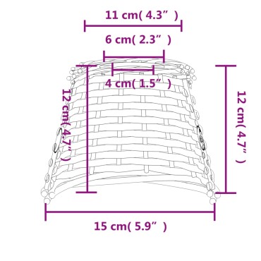 vidaXL Καπέλο Φωτιστικού Λευκό Ø15x12 εκ. από Wicker