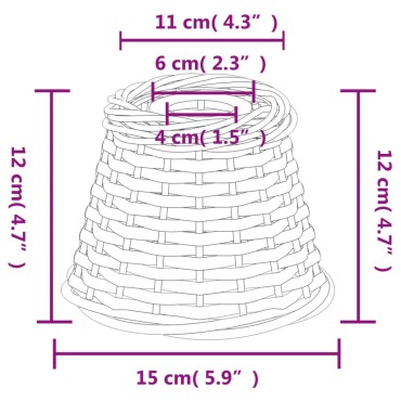 vidaXL Καπέλο Φωτιστικού Καφέ Ø15x12 εκ. από Wicker