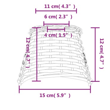 vidaXL Καπέλο Φωτιστικού Καφέ Ø15x12 εκ. από Wicker