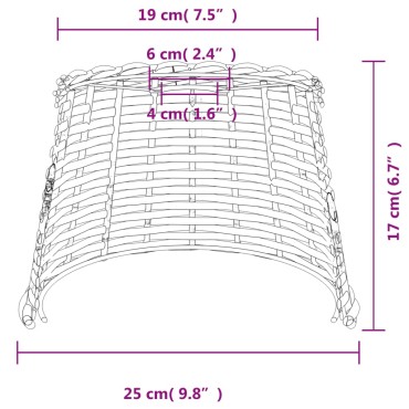 vidaXL Καπέλο Φωτιστικού Καφέ Ø25x17 εκ. από Wicker