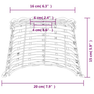 vidaXL Καπέλο Φωτιστικού Καφέ Ø20x15 εκ. από Wicker