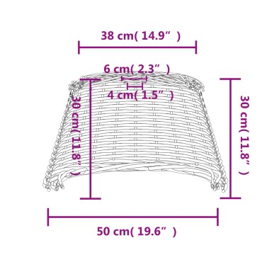 vidaXL Καπέλο Φωτιστικού Καφέ Ø50x30 εκ. από Wicker