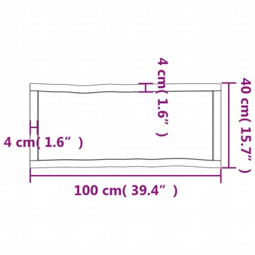 vidaXL Επιφάνεια Τραπεζιού 100x40x(2-6)cm Ακατέργαστο Μασίφ Ξύλο Δρυός 1 τεμ.