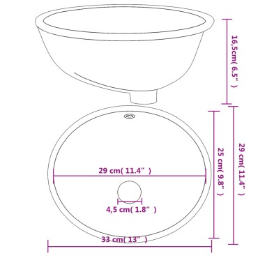 vidaXL Νιπτήρας Μπάνιου Οβάλ Λευκός 33 x 29 x 16,5 εκ. Κεραμικός