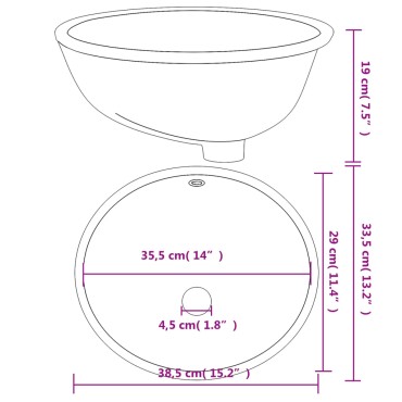 vidaXL Νιπτήρας Μπάνιου Οβάλ Λευκός 38,5 x 33,5 x 19 εκ. Κεραμικός