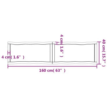 vidaXL Επιφ Τραπεζιού Αν Καφέ 160x40x(2-4)cm Ακατέργ. Μασίφ Ξύλο Δρυός 1 τεμ.