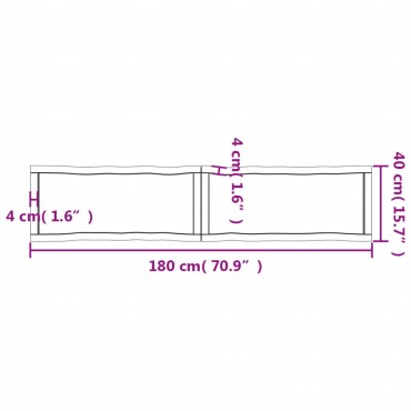 vidaXL Επιφ Τραπεζιού Αν Καφέ 180x40x(2-4)cm Ακατέργ. Μασίφ Ξύλο Δρυός 1 τεμ.