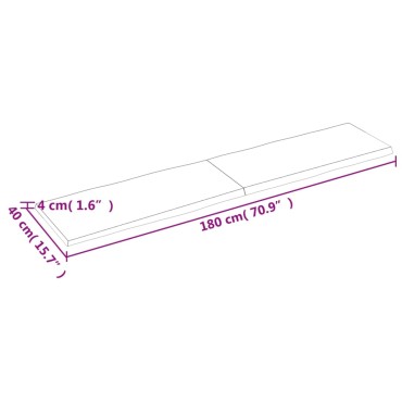 vidaXL Επιφ Τραπεζιού Αν Καφέ 180x40x(2-4)cm Ακατέργ. Μασίφ Ξύλο Δρυός 1 τεμ.