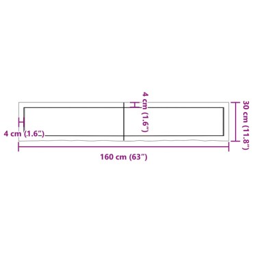 vidaXL Πάγκος Μπάνιου Σκούρο Καφέ 160x30x(2-4) εκ. Επεξεργ. Μασίφ Ξύλο