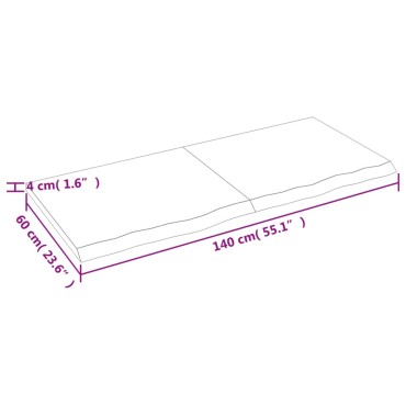 vidaXL Επιφάνεια Τραπεζιού 140x60x(2-4)cm Ακατέργαστο Μασίφ Ξύλο Δρυός 1 τεμ.