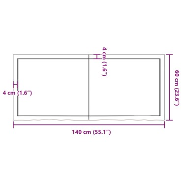 vidaXL Επιφάνεια Τραπεζιού 140x60x(2-4)cm Ακατέργαστο Μασίφ Ξύλο Δρυός 1 τεμ.