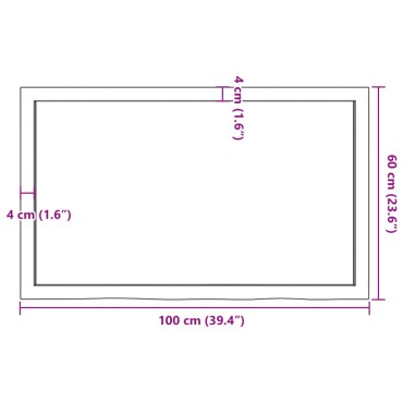 vidaXL Επιφάνεια Τραπεζιού 100x60x(2-4)cm Ακατέργαστο Μασίφ Ξύλο Δρυός 1 τεμ.