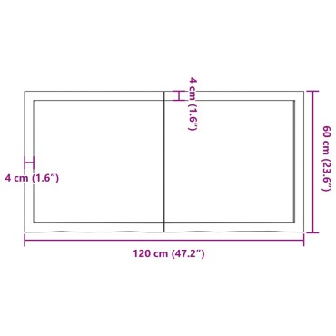 vidaXL Επιφάνεια Τραπεζιού 120x60x(2-4)cm Ακατέργαστο Μασίφ Ξύλο Δρυός 1 τεμ.