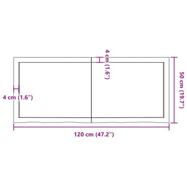 vidaXL Επιφάνεια Τραπεζιού 120x50x(2-4)cm Ακατέργαστο Μασίφ Ξύλο Δρυός 1 τεμ.