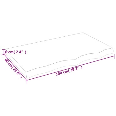 vidaXL Επιφ Τραπεζιού Αν Καφέ 100x60x(2-6)cm Επεξ. Μασίφ Ξύλο Δρυός 1 τεμ.