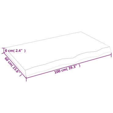 vidaXL Επιφ Τραπεζιού Αν Καφέ 100x60x(2-6)cm Επεξ. Μασίφ Ξύλο Δρυός 1 τεμ.