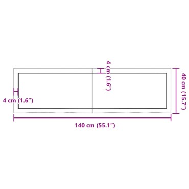 vidaXL Επιφ Τραπεζιού Αν Καφέ 140x40x(2-4)cm Επεξ. Μασίφ Ξύλο Δρυός 1 τεμ.