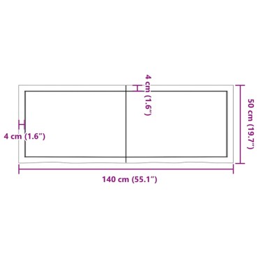 vidaXL Επιφ Τραπεζιού Αν Καφέ 140x50x(2-4)cm Επεξ. Μασίφ Ξύλο Δρυός 1 τεμ.