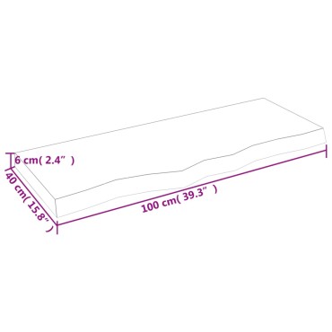 vidaXL Επιφ Τραπεζιού Αν Καφέ 100x40x(2-6)cm Επεξ. Μασίφ Ξύλο Δρυός 1 τεμ.