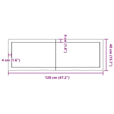 vidaXL Επιφ Τραπεζιού Αν Καφέ 120x40x(2-4)cm Επεξ. Μασίφ Ξύλο Δρυός 1 τεμ.