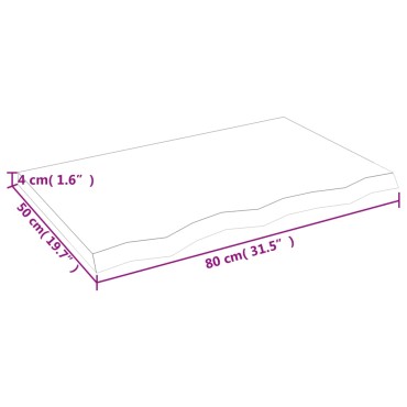 vidaXL Επιφάνεια Τραπεζιού 80x50x(2-4)cm Ακατέργαστο Μασίφ Ξύλο Δρυός 1 τεμ.