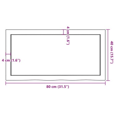 vidaXL Επιφ Τραπεζιού Αν Καφέ 80x40x(2-4)cm Επεξ. Μασίφ Ξύλο Δρυός 1 τεμ.