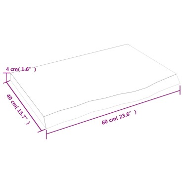 vidaXL Επιφ Τραπεζιού Αν Καφέ 60x40x(2-4)cm Επεξ. Μασίφ Ξύλο Δρυός 1 τεμ.