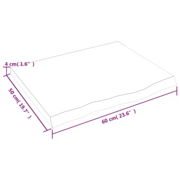 vidaXL Επιφ Τραπεζιού Αν Καφέ 60x50x(2-4)cm Επεξ. Μασίφ Ξύλο Δρυός 1 τεμ.