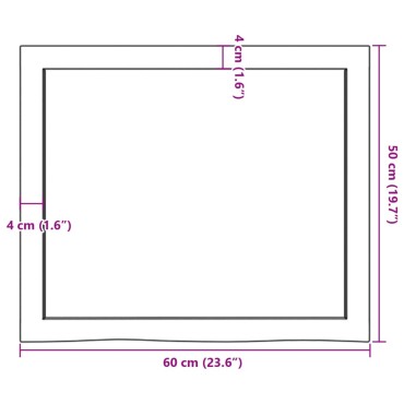 vidaXL Επιφ Τραπεζιού Αν Καφέ 60x50x(2-4)cm Επεξ. Μασίφ Ξύλο Δρυός 1 τεμ.