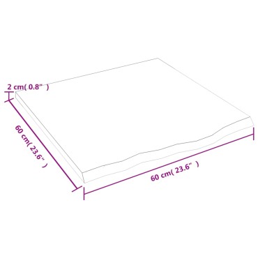 vidaXL Επιφάνεια Τραπεζιού Αν. Καφέ 60x60x2cm Επεξ. Μασίφ Ξύλο Δρυός 1 τεμ.