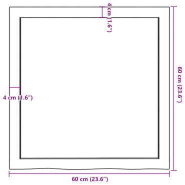 vidaXL Επιφ Τραπεζιού Αν Καφέ 60x60x(2-6)cm Επεξ. Μασίφ Ξύλο Δρυός 1 τεμ.