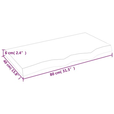 vidaXL Επιφ Τραπεζιού Αν Καφέ 80x40x(2-6)cm Επεξ. Μασίφ Ξύλο Δρυός 1 τεμ.