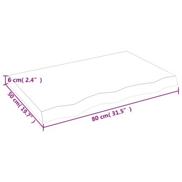 vidaXL Επιφ Τραπεζιού Αν Καφέ 80x50x(2-6)cm Επεξ. Μασίφ Ξύλο Δρυός 1 τεμ.