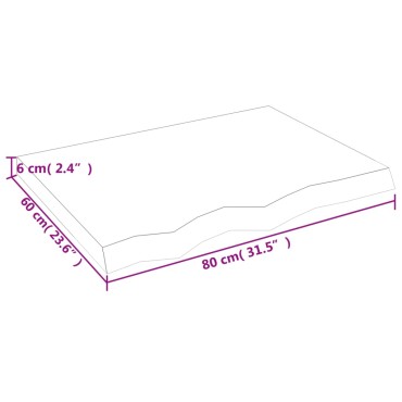 vidaXL Επιφ Τραπεζιού Αν Καφέ 80x60x(2-6)cm Επεξ. Μασίφ Ξύλο Δρυός 1 τεμ.