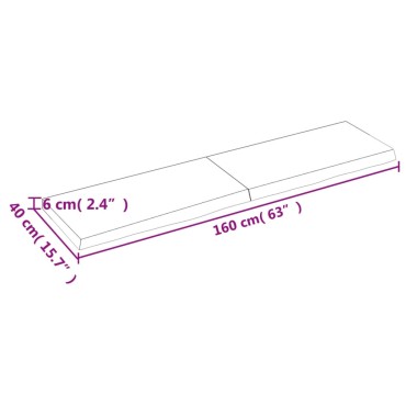 vidaXL Επιφ Τραπεζιού Αν Καφέ 160x40x(2-6)cm Επεξ. Μασίφ Ξύλο Δρυός 1 τεμ.