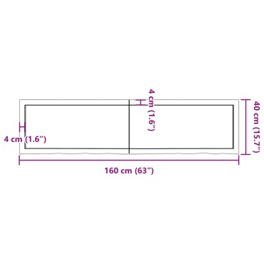 vidaXL Επιφ Τραπεζιού Αν Καφέ 160x40x(2-6)cm Επεξ. Μασίφ Ξύλο Δρυός 1 τεμ.