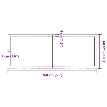 vidaXL Επιφ Τραπεζιού Αν Καφέ 160x60x(2-6)cm Επεξ. Μασίφ Ξύλο Δρυός 1 τεμ.