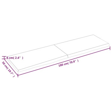 vidaXL Επιφ Τραπεζιού Αν Καφέ 180x50x(2-6)cm Επεξ. Μασίφ Ξύλο Δρυός 1 τεμ.